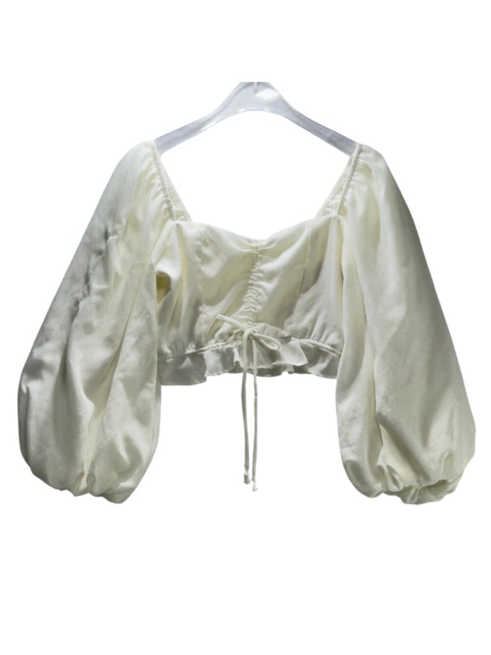 Show Me Your Mumu Women's Romantic Renaissance Ivory Puff Sleeve Crop Top Size S - Picture 3 of 10